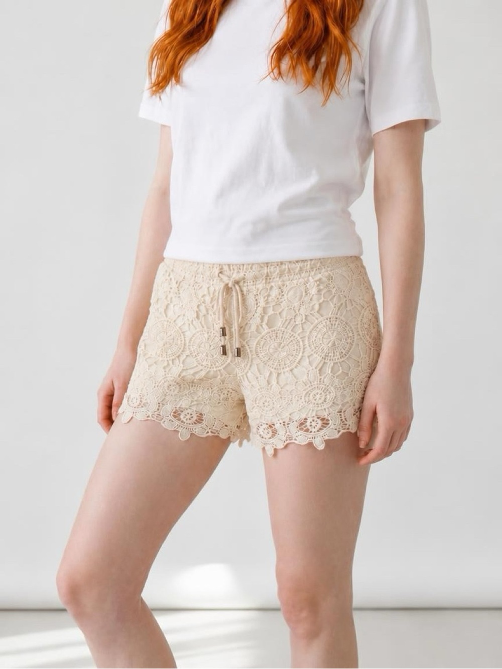 Revamped Crochet Lace Shorts - Cream